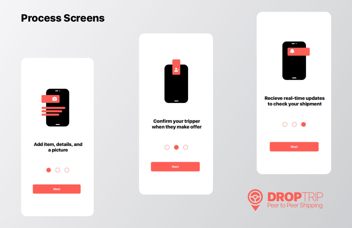 DropTrip Process Screens