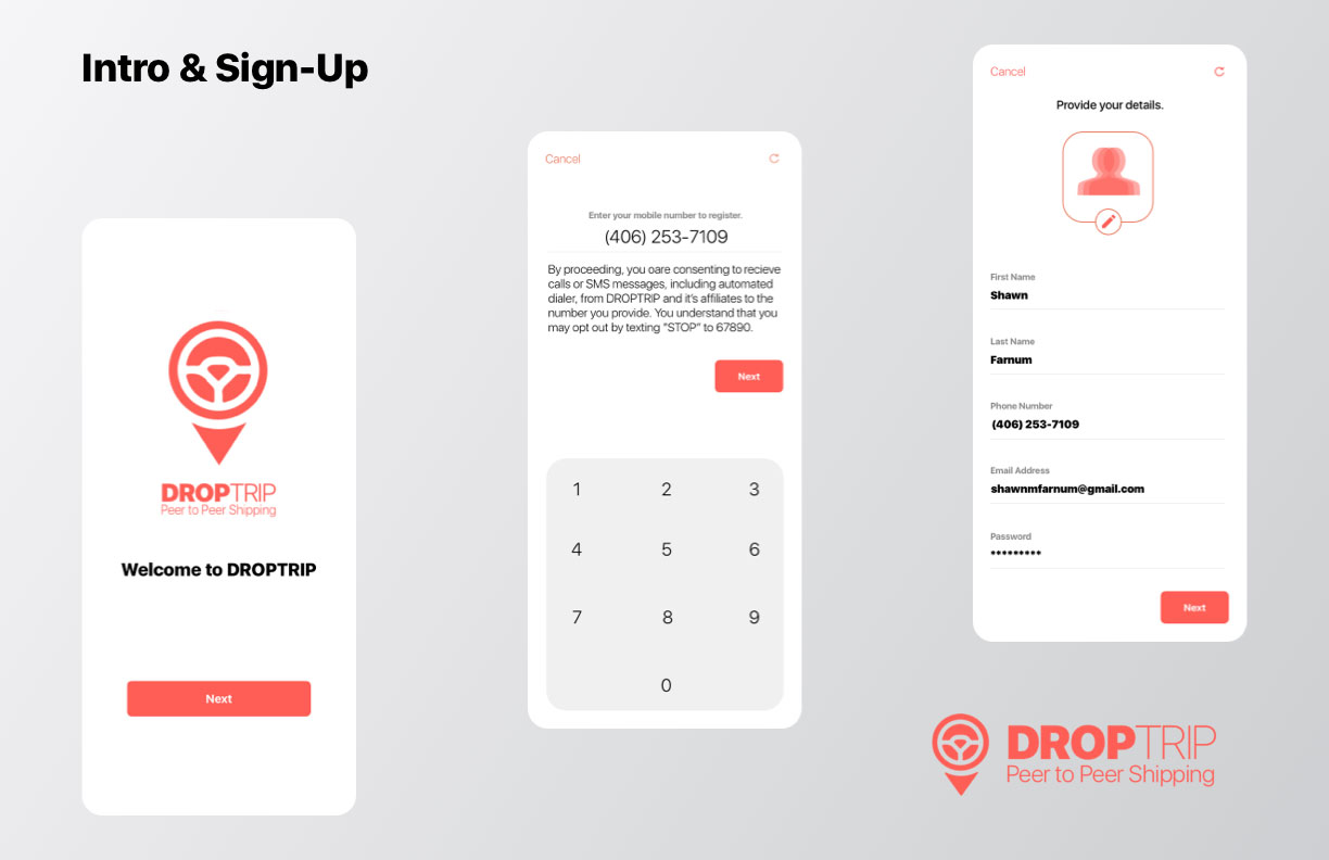 DropTrip Intro & Sign-Up